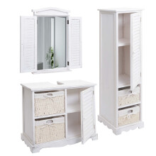 Badezimmerset MCW-H20, Badmöbel-Set Hochschrank Waschbeckenunterschrank Wandspiegel