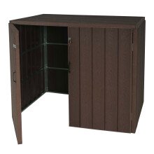 XL 2er-/4er-WPC-Mülltonnenverkleidung MCW-J28, Premium Mülltonnenbox, Metall Holzoptik, erweiterbar