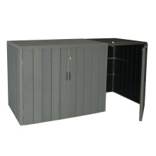 XL 1er-/2er-WPC-Mülltonnenverkleidung Erweiterung MCW-J28, Premium Mülltonnenbox, Metall Holzoptik