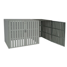 1er WPC-Mülltonnenverkleidung Erweiterung MCW-J28, Mülltonnenbox, Metall Holzoptik