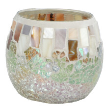 Decorative Mosaic Candle Holder Romantic Flameless Tea Light Bowl Handmade Glass Table Centerpiece For Home Wedding Party Decor