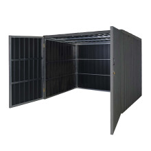 (grau) Mülltonnenverkleidung MCW-J29, Mülltonnenbox für Müllcontainer 660-1100L, WPC Metall 172x213x160cm