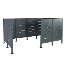 (antracite) Recinzione fendivista bidoni box spazzatura rifiuti MCW-J55 166x326x151cm acciaio zincato