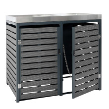 XL 2er-/4er-Mülltonnenverkleidung MCW-K14, Mülltonnenbox Pflanzkasten, 124x146x102cm WPC Metall 90kg