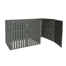 XL 1er-/2er-WPC-Mülltonnenverkleidung Erweiterung MCW-J28, Mülltonnenbox, Metall Holzoptik