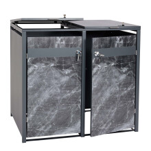 Set 2x copribidoni box spazzatura rifiuti MCW-J82 80x132x117cm acciaio inox antracite