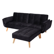 Schlafsofa MCW-K18 mit Ottomane, Couch Sofa Gästebett, Schlaffunktion 218x175cm
