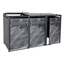 3er Mülltonnenverkleidung MCW-J82, Mülltonnenbox, erweiterbar, Metall 80kg, anthrazit