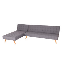 Divano letto angolare con penisola sofà reclinabile MCW-K38 legno tessuto