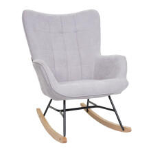 Sedia a dondolo nordica elegante MCW-K36 91x73x83cm legno metallo tessuto ~ grigio