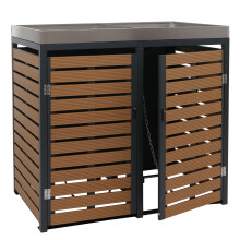 2er Mülltonnenverkleidung MCW-K14, Mülltonnenbox mit Pflanzkasten, 124x134x84cm WPC Edelstahl 79kg