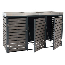 3x copribidoni box spazzatura rifiuti con fioriera MCW-K14 84x200x124cm metallo WPC ~ antracite