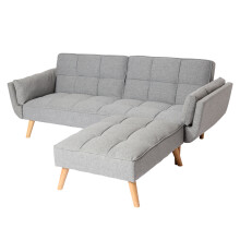 Schlafsofa MCW-K18 mit Ottomane, Couch Sofa Gästebett, Schlaffunktion 218x175cm