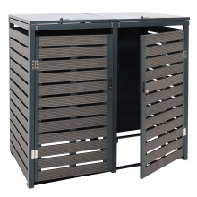 2x copribidoni box spazzatura rifiuti MCW-K14 XL 102x140x119cm metallo WPC ~ antracite