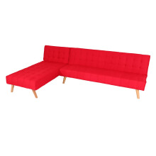 Divano letto angolare con penisola sofà reclinabile MCW-K38 legno tessuto