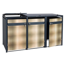 Set 3x copribidoni box spazzatura rifiuti MCW-J82 80x200x117cm acciaio inox antracite