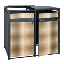 Set 2x copribidoni box spazzatura rifiuti MCW-J82 80x132x117cm acciaio inox antracite