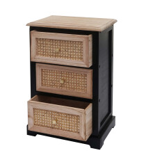 Kommode MCW-K87, Schubladenschrank Schrank, Holz Rattan 63x40x28cm