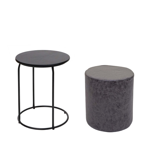 Lot de 2 tabourets/tables d'appoint MCW-K48