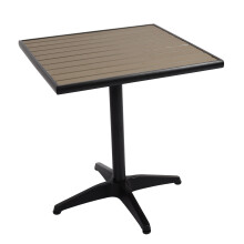 Gartentisch MCW-J95, Balkontisch Bistrotisch, Gastronomie Outdoor-Beschichtung Alu Holzoptik
