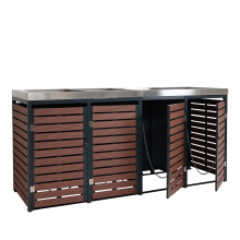4er Mülltonnenverkleidung MCW-K14, Mülltonnenbox mit Pflanzkasten, 124x265x84cm WPC Edelstahl 132kg