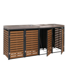 4er Mülltonnenverkleidung MCW-K14, Mülltonnenbox mit Pflanzkasten, 124x265x84cm WPC Edelstahl 132kg
