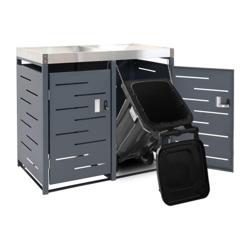 Cache-poubelle pour 2 poubelles MCW-H40b 2