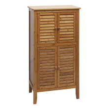 Badezimmerschrank MCW-B18, Regal Kommode, 4 Türen Bambus 100x50x30cm