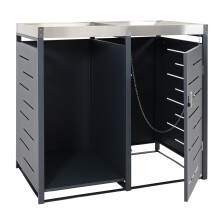 Copribidone box spazzatura rifiuti con portalegna MCW-H40 80x130x125cm acciaio zincato ~ antracite