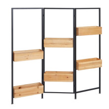 Raumteiler mit Pflanzkasten MCW-L32, Blumenkasten Raumtrenner, Holz-Stahl 116x118cm