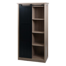 Schrank MCW-K75, Kommode Highboard, Schiebetüre 8 Staufächer, Holz-Optik Industrial Metall 163x76x38cm