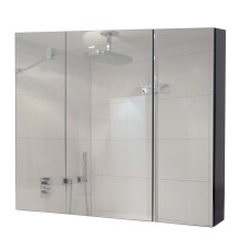 Spiegelschrank MCW-B19b, Badschrank Hängeschrank, 6 Regalböden hochglanz MVG-zertifiziert 70x80x16cm