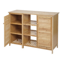 Badezimmerschrank MCW-B18, Regal Kommode Badschrank Badregal, 2 Türen Bambus 75x99x33cm