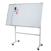 Whiteboard MCW-C85b, mit ausziehbarer Tafel Magnettafel Memoboard Pinnwand, mobil rollbar inkl. Zubehör, 167x186cm