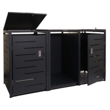 2er Mülltonnenverkleidung mit Brennholzregal MCW-E83, Mülltonnenbox, erweiterbar 117x198x82cm 80kg