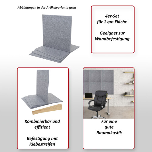 Panneau mural acoustique MCW-L52 (lot de 4) 1