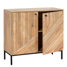 Credenza armadietto mobile MCW-L95 metallo legno di mango 86x90x43cm colore naturale