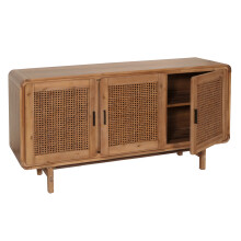 Sideboard MCW-M47, Schrank Kommode Highboard Anrichte, Staufächer, Rattan Akazie Massiv-Holz gebeizt 82x160x45cm 38kg