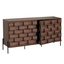 Sideboard MCW-M44, Kommode Schrank Anrichte, 3D-Flecht-Design Push-to-open Türen 152x80x40cm, braun