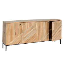 Credenza armadietto sideboard MCW-L95 metallo legno di mango 79x176x42cm colore naturale