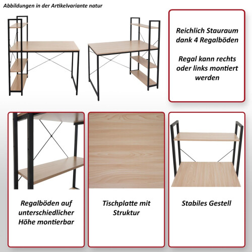 Bureau avec étagère MCW-K81 2