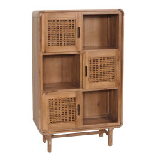 Credenza cassettiera highboard vintage MCW-M47 141x90x35cm rattan legno acacia teak