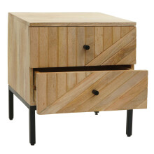 Nachttisch MCW-L95, Kommode Beistelltisch Nachtschrank Schrank, Schublade Mango-Holz 51x45x40cm MVG-zertifiziert, natur