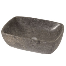 Marmor-Waschbecken MCW-M77, Aufsatzwaschbecken Waschtisch Waschplatz Waschschale Badezimmer, Naturstein 15x51x36cm, grau