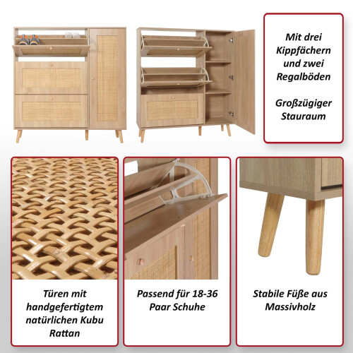 Meuble à chaussures en rotin MCW-M37 2