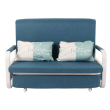 Divano letto MCW-M83, sofà, funzione letto box superficie sdraiata, 130x185cm ~ stoffa/tessuto blu scuro
