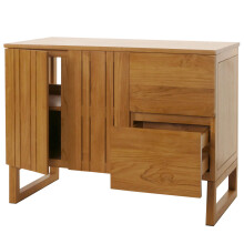 Teak-Waschbeckenunterschrank MCW-M72, Waschtisch Schrank, hochwertiges B-Grade-Teak (Kernholz, 20-30 Jahre), 82x106x56cm