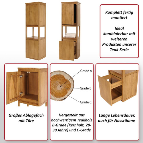 Armoire haute en teck MCW-M71 2