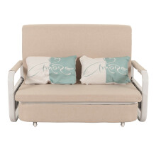 Divano letto MCW-M83, sofà, funzione letto box superficie sdraiata, 130x185cm ~ stoffa/tessuto beige