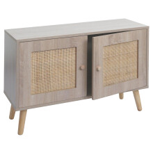 Kommode MCW-M40, Sideboard Schrank Highboard, Staufächer, Kubu Rattan Holz Melamin, Eiche-Optik